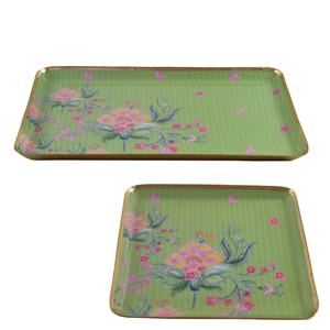 Plateau de luxe en métal émaillé sur le thème de l'or 2 tailles accessoires de cuisine plateau de service prix de gros fabriqué à des fins décoratives - Product Image 1