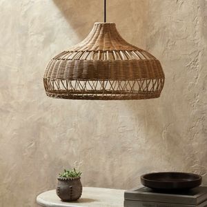 Abat-jour en rotin naturel fait à la main suspension en osier Boho plafonnier suspendu pour la décoration intérieure salle à manger café - Product Image 6