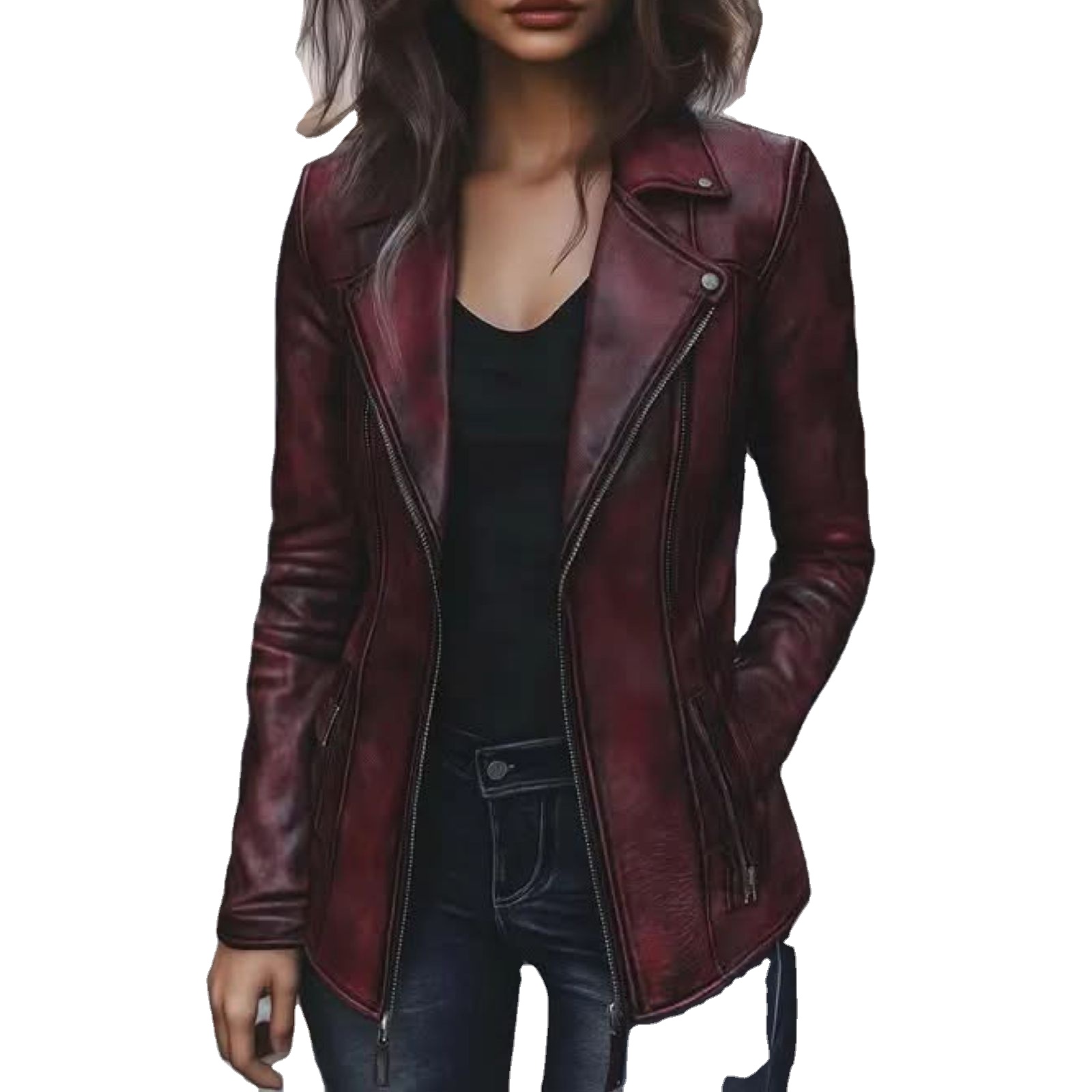 Low Price Asymmetrical Zipper Leather Jacket Multiple Colors