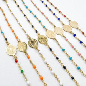 Stainless Steel Beaded Rosary Bracelet with Gold Plating - Product Image 1