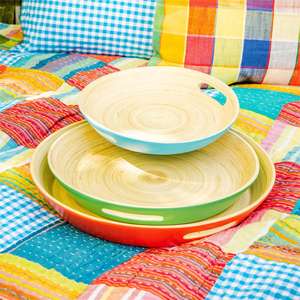 Plateau de service rond en bambou tissé à la main, design minimaliste, léger, écologique, pour la décoration de la maison, présentoir de table - Product Image 2