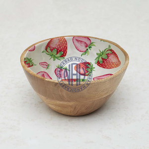 Bol émaillé en bois de manguier fabriqué à la main Vaisselle élégante en bois sans danger pour les repas Restauration Service à salade Vente en gros Fabricant direct - Product Image 6