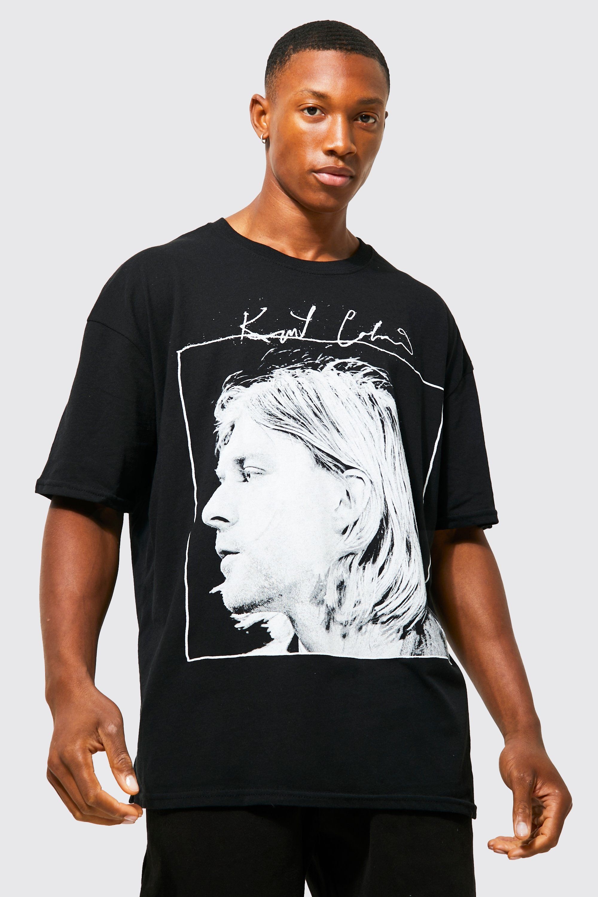 Oversized Kurt Cobain T-Shirt for Men - Customizable Black Grey