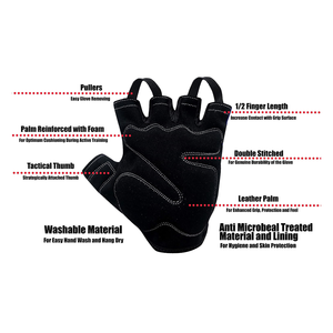 Logo personnalisé Demi-doigt Musculation Entraînement Fitness Gym Gants d'haltérophilie antidérapants - Product Image 6