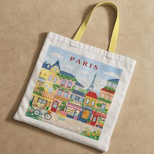 Bolsa de tela de algodón con logo de la ciudad de París, Francia, impreso en la bolsa, la mejor opción para regalo, para empacar, uso diario, estilo de vida en el hogar - Product Image 3