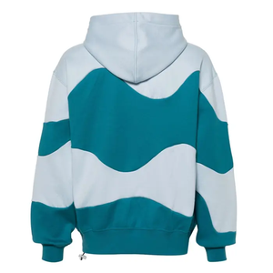 Sudadera con Capucha de Diseño Moderno en Dos Tonos, con Paneles Ondulados y Cordón Ajustable, Sudadera Holgada con Dobladillo Acanalado, de Poliéster/Algodón, para Invierno - Product Image 5