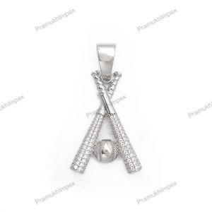 Colgante de béisbol de plata de ley chapada en oro, abalorio de moissanita de corte de estilo Hip Hop de lujo para ocasiones de fiesta Unisex a granel - Product Image 2