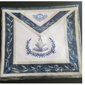 Delantal artesanal de piel de cordero 100% Masonic Grand Lodge Past Master y Collar de cadena bordado a mano Lingote Delantal Collar Guantelete - Product Image 4