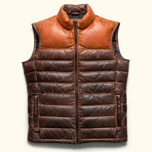 Gilet matelassé en cuir d'agneau véritable de haute qualité, design personnalisé, pour hommes et femmes, veste rembourrée en duvet, veste à bulles - Product Image 1
