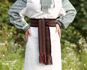 Cinturón Ucraniano Tejido a Mano Negro, Cinturón Étnico Tejido Estilo Bohemio para Traje Nacional y Vestido Bordado - Product Image 1