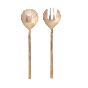 Stainless Steel <b>Gold</b> Plated Salad Server Set Casual Purpose Server <b>Utensil</b> Western Style Salad Server Set - Product Image 1