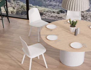 Mesa de Comedor Redonda Moderna de Madera Maciza ARDENA ADT-074 para Hogar, Hotel, Apartamento y Comedores de Villas - Product Image 5