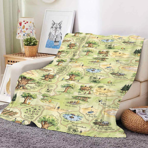 Couverture Polaire Chaude et Douce pour Enfants, Motif Ours de Dessin Animé Personnalisable, Carte de la Forêt de 100 Ares, Corail Polaire, Idéale pour le Jeu et le Voyage, Livraison Directe - Product Image 5