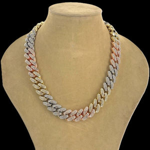 Moissanite VVS Hip Hop Chain Diamond <b>White</b> <b>Gold</b> Plated Iced Out Cuban Chain for <b>Men</b> Women 925 Sterling Silver - Product Image 2