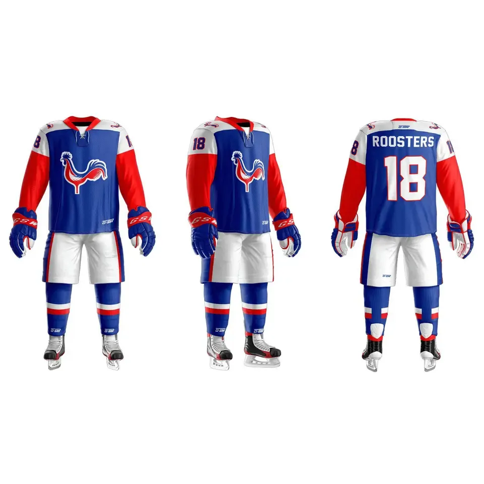 Индивидуальная Спортивная одежда для команды по хоккею с шайбой для мужчин, высококачественный комплект униформы для хоккея с шайбой, дешевые футболки оптом