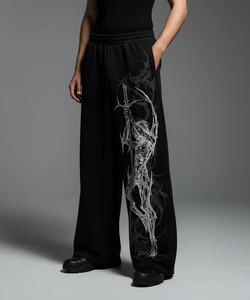 Pantalones Deportivos Personalizados con Logotipo, Estilo Urbano, para Hombre, de Algodón Grueso, Lavado Ácido Vintage, Anchos, Holgados, con Rayas - Product Image 2