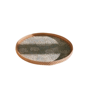 Bandeja de servicio de ratán hecha a mano de alta calidad con fondo de incrustaciones de cáscara de huevo Venta caliente al por mayor de Vietnam - Product Image 2