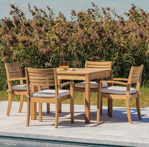 โต๊ะไม้สักสีทึบทรงสี่เหลี่ยมสำหรับรับประทานอาหารกลางแจ้งสวนสีธรรมชาติกรอบไม้สักสำหรับสวนรับประทานอาหารสวนเฟอร์นิเจอร์ - Product Image 3