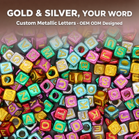 Perles Lettres Métalliques Dorées et Argentées à Grand Trou de 6 mm Personnalisées, Multicolores, en Plastique Acrylique en Gros pour la Fabrication de Bijoux DIY, OEM ODM, Vente en Gros