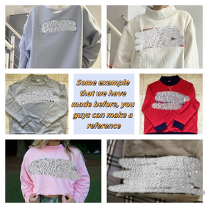 Sudadera personalizada de cuello alto de lana de rizo francés, sudadera de sarga con aparejos bordados con letras, sudadera Varsity de cuello simulado - Product Image 4