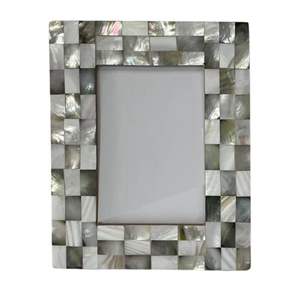 Cadre photo rectangulaire en incrustation de nacre noir et blanc personnalisable Taille personnalisée pour l'affichage - Product Image 2