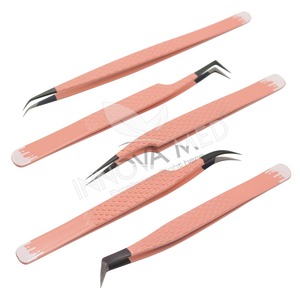 Lot de 4 pinces à cils en acier inoxydable de beauté écologique, vente en gros de pointes en fibre pince à épiler extension de cils de beauté - Product Image 5