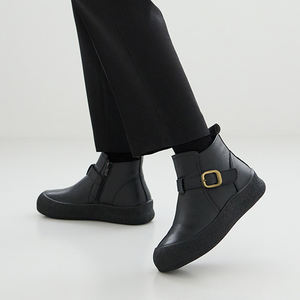 [JSHOE] Women Genuine Cow Leather Fleece Lined Wedge Ankle Boots with Buckle Strap Comfortable Winter Walking <b>Shoes</b> - Product Image 3