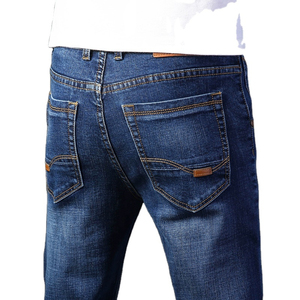 Pantalones vaqueros transpirables de hombre personalizados al por mayor de alta calidad pantalones vaqueros apilados de pierna recta de algodón con bolsillo delgados informales para hombre - Product Image 4