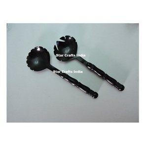 Servidor de Ensalada de Cuerno de Diseño Moderno, Negro Natural, Hecho en India por SCI Exporter, Accesorios de Cocina, Utensilios de Cocina - Product Image 5