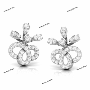 Boucles d'oreilles clous en argent 925 avec diamant moissanite, design floral élégant, étincelant, pour soirée de luxe - Product Image 3
