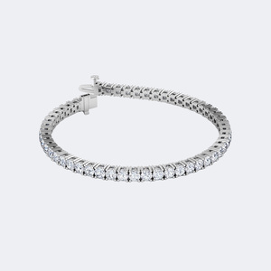 Brazalete de Tenis Premium con 6 Quilates de Circonitas Cúbicas Redondas, Engaste de Puntas Brillantes, Plata de Alto Pulido, Elegante Brazalete de Eslabones para Novia - Product Image 4