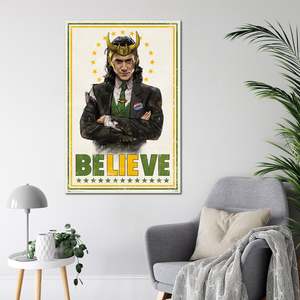 Tom Hiddleston's Loki Poster Modern Design <b>Canvas</b> <b>Wall</b> Art 'Believe' Concept - Product Image 1