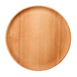 Assiette à salade en bois naturel moderne servant une boîte de pin thème de l'amour bateau ovale bonbons biscuits nourriture fruits maison par croissant artisanat - Product Image 1