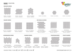 กระเบื้องโลมาหกเหลี่ยม73มม. พอร์ซเลนเซรามิกกันลื่นแบบพรีเมี่ยมสำหรับในร่ม/กลางแจ้งพื้นผนังทั้งหมดห้องน้ำ - Product Image 3
