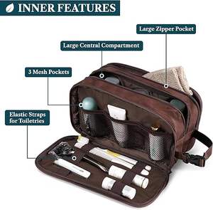 Trendy Leather Cosmetic Bag Modern Travel <b>Makeup</b> Pouch, Fashion Toiletry <b>Organizer</b>, Compact Beauty <b>Case</b> for Ladies - Product Image 2