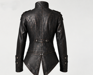 Veste en cuir pour homme avec col montant et fermeture éclair - Product Image 5