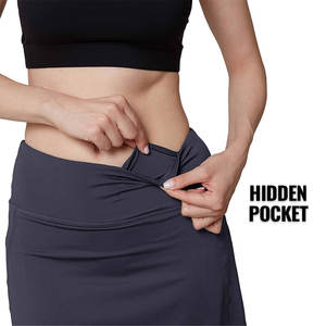 กระโปรงเทนนิสของผู้หญิงดีไซน์ผ่าสูงเพื่อเพิ่มความคล่องตัวเข็มขัดยืดหยุ่นระบายอากาศมีคุณสมบัติสีที่กำหนดเองสำหรับการเล่นเกม - Product Image 3