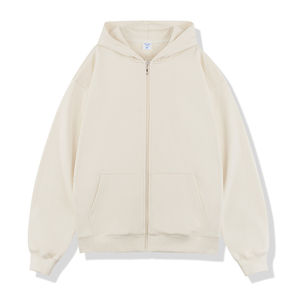 Hombres Heavyweight 450GSM algodón Zip Up Hoodie Streetwear logotipo personalizado de gran tamaño grueso polar Casual chaqueta con capucha - Product Image 2