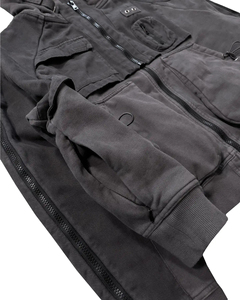 Sweats à capuche personnalisés de haute qualité à fermeture éclair et manches longues avec fermeture éclair délavée et superposées pour hommes - Product Image 5