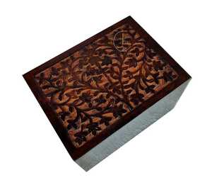 Urna de madera tallada a mano para cenizas humanas o de mascotas Recuerdo de entierro elegante para decoración del hogar de lujo y regalos reflexivos - Product Image 2