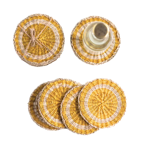 Posavasos Seagrass Amarillo Naranja Juego de 6 productos ecológicos Hecho en Vietnam Decoración de mesa al por mayor - Product Image 2