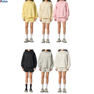 Customized Trade Plain Color Women's Hoodies & Sweatshirts and <b>Short</b> Sets Crew Neck Sweatshirt and <b>Short</b> Sets Casual Plus Size - Product Image 4