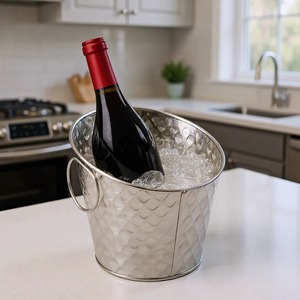 Bac à Boissons Décoratif en Acier Inoxydable, Bac à Vin, Refroidisseur à Bière, Seau à Champagne pour les Réceptions à Domicile et la Restauration - Product Image 1