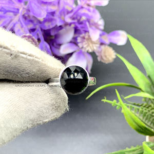 Anillos de Ónice Negro Natural de Último Diseño, Plata de Ley 925, Piedra Preciosa Redonda de 10 mm, Joyería Bohemia Minimalista para Mujer - Product Image 1