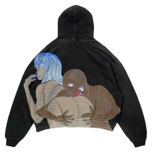 Nouveau style, sweat-shirts imprimés en coton 100% DTG, 500+ g/m², poids lourd, molleton pour homme, hiver, vintage, lavage à l'acide, respirant, sweat-shirt à capuche - Product Image 1