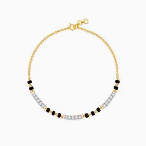 Premium Skyla Gold Diamond Mangalsutra pulsera elegante diamante brazalete diseñador joyería hecha a mano para mujeres bodas y festivas - Product Image 3