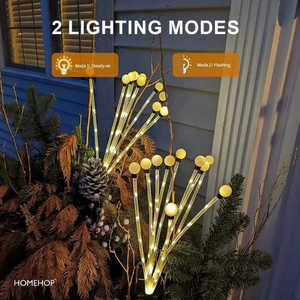 Luces de luciérnaga de hadas alimentadas por energía solar Cuerpo de lámpara de PC impermeable LED blanco cálido para el hogar Jardín Patio Paisaje-Paquete de 1 - Product Image 4