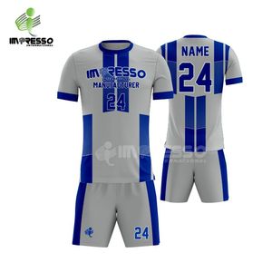 Ensembles d'uniformes de football personnalisés en gros, manches courtes, 100% polyester, été/hiver, unisexe, kit de maillot, impression de logo personnalisée - Product Image 1