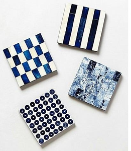 Posavasos Cuadrados Clásicos de Nogal con Incrustaciones de Hueso Indio, Ecológicos y Vintage, de Alta Demanda, para Decoración de Mesa de Salón y Comedor - Product Image 1