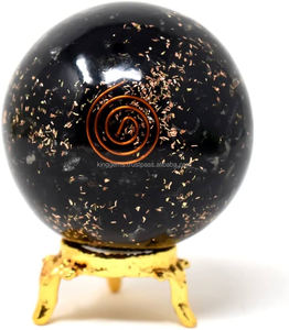 Esfera de piedra de orgón de turmalina negra tallada BOLA DE Reiki curativa de energía semipreciosa para decoración del hogar Feng Shui amor piedra preciosa - Product Image 3